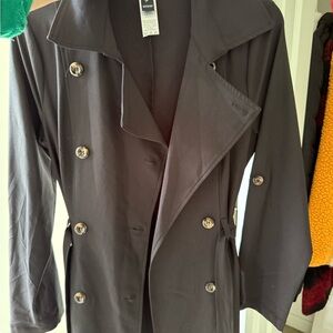 Windsor Black Double-Breasted Trench Coat